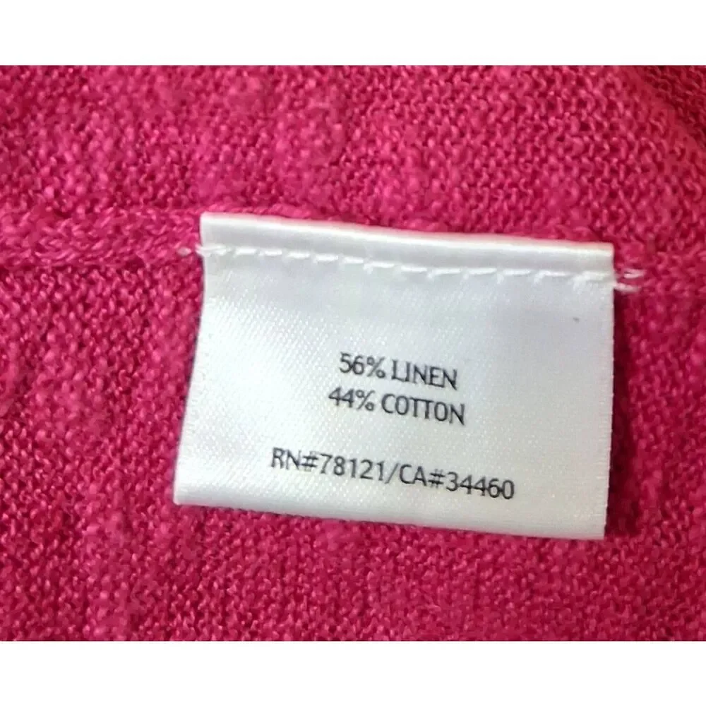 Eileen fisher womens xl linen cotton cardigan pink boxy cropped